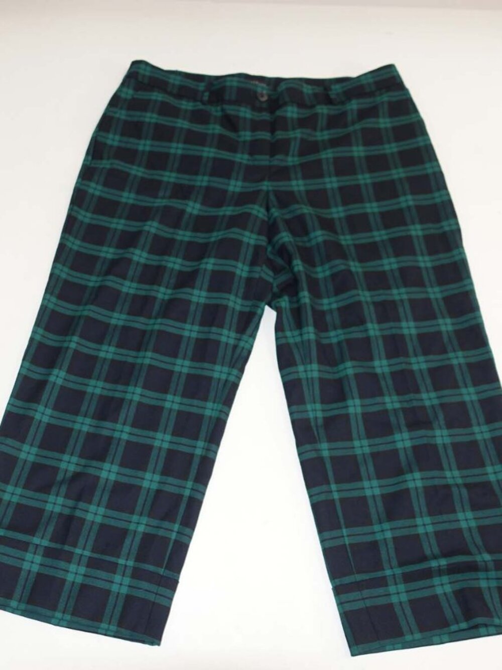 Talbots Women's Wide Leg Ankle Pants Size 18W Petite NWT Green Plaid Wool Blend